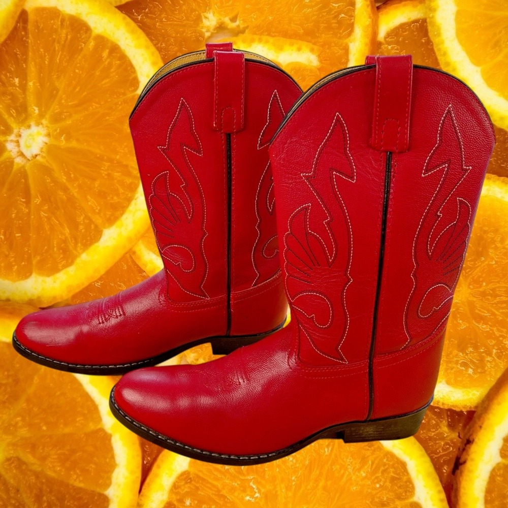 Masterson Boot Co Red Leather Western Cowboy Boots RB2004Y Size 5.5 D